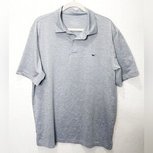 Vineyard Vines Striped Short Sleeve Gray Performance Polo Moisture Wicking Large